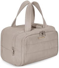 BAGSMART Travel Toiletry Bag, Crush Toiletry Bag for Women, Wide-open Puffy Toiletry Bags for Traveling, Large Travel Cosmetic Makeup Bag Organizer for Accessories,Toiletrie, Grayish Brown by BAGSMART