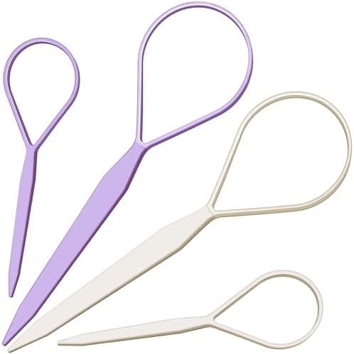 Teenitor 4pcs Pony Tail Hair Tools: 2 Pairs Pony Styling Loop, Pull Through & French Braiding Accessories for Women & Girls - Light Purple/White by PERFECTYOURBEAUTY