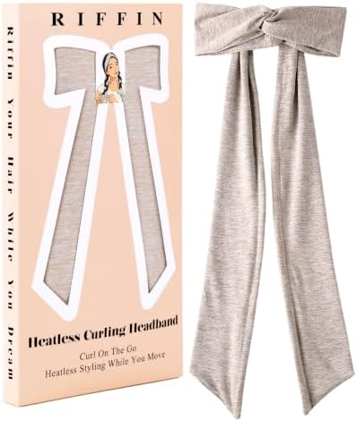 2-in-1 Heatless Curling Headband for Women & Flexible Curling Rods for Heatless Curls Overnight Heatless Hair Curlers No Heat Damage, Stretchy Fabric Headbands for Curly Long Hair, Sleep Gym Workout by RIFFIN