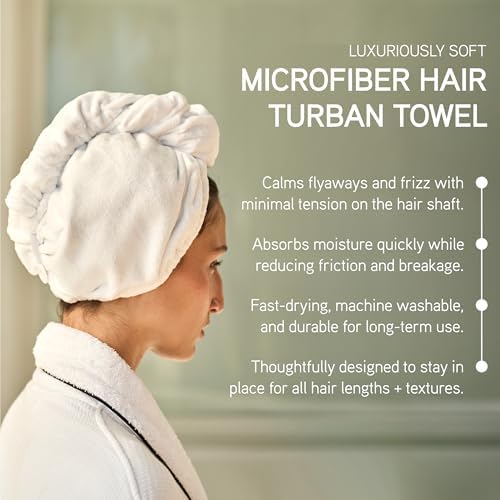 ILES FORMULA Ultra-Soft Microfiber Turban Towel for Curly Hair - White - Image 3