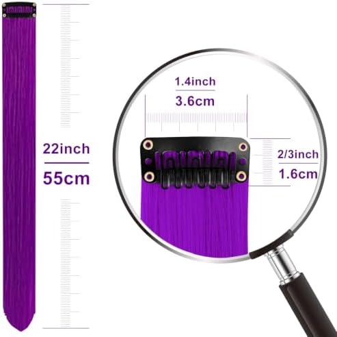 Colored Hair Extensions Clip in Purple and Orange Hairpiece 14 PCS - Image 4
