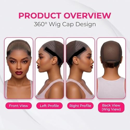 Max Wig Grip Cap, 11x5 Glueless Wig Cap with Grip Band, Non Slip Adjustable Wig Caps with Reusable HD Lace for Lace Front Wigs, Brown - Image 6