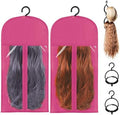KOLLIEE 2 Pcs Wig Bags Storage with Wig Hanger Dust-proof for Multiple Wigs Hanging Storage Bags Organizer Foldable Easy Carry Suitable for Home Travel Hair Salon Rose by KOLLIEE