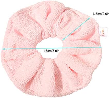 Ivyu Microfiber Hair Drying Scrunchies Towel Fiber - Buns Large Scrunchie for Curl Hair for Bed Shower Warp Wet Anti Frizz Hair Products Absorbent Fast Terry Cloth Scrunchy Gifts For Women Girls Pink - Image 4