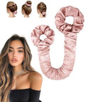 BONNET QUEEN Large Satin Heatless Hair Curler for Long Thick Hair, All-in-One Overnight Curling Rod, Heatless Curls Bun & Built-in Scrunchies, Day-to-Night Styling for Sleep, Travel & Gym, Rosegold by BonnetQueen