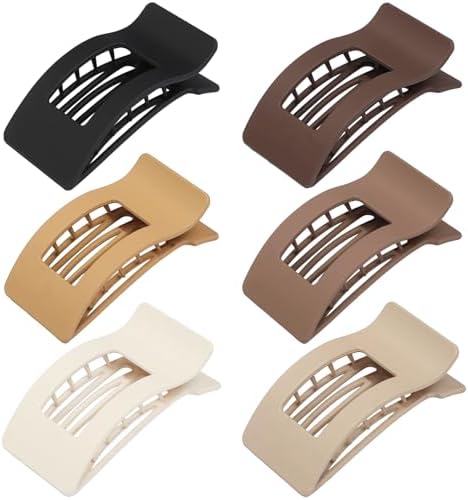 French Flat Hair Clips for Women 6pcs Hair Claw Clips for Thick or Thin Hair Matte Claw Clips for Girls Barrettes Non-Slip Strong Hold Hair Accessories for Women (Brown) - Image 2