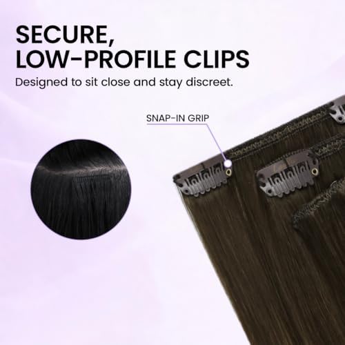LaaVoo Clip In Hair Extensions, Silky Straight, 18 Inch 5Pcs 80g - Image 3