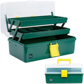 Creahaus 13 inch Art Craft Organizer Storage Box with 3 Layer, Multipurpose Plastic Tool Box with Handle for Sewing, Art Supply, Medicine, Nail, Hair Accessories (Dark Green) by Creahaus