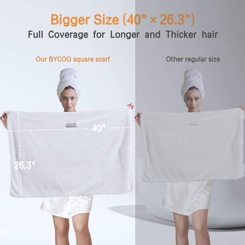 Large Microfiber Hair Towel Wrap for Women, Anti Frizz Drying Towel, Fast Dry Turban Wet Hair, Long, Thick, Curly Super Absorbent Soft Towels - White - Image 2