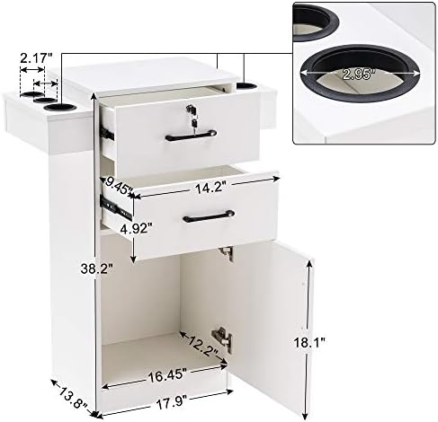 BarberPub Locking Stroage Cabinet, Barber Station with Holder, White 2021 - Image 3