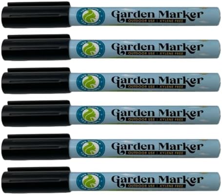 Garden Marker Pen (6 Pack) | Weather & UV Fade Resistant Black Permanent Markers for Plant Labels, Nursery Tags, Garden Tools, and Outdoor Use by 133+SUPPLY