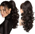 REECHO Ponytail Extension, 18" Clip in Ponytail Hair Extensions for Women, Short Wavy Synthetic Pony Tail Hairpiece for Daily Wear Cheer Dance-Dark Chocolate Brown by REECHO