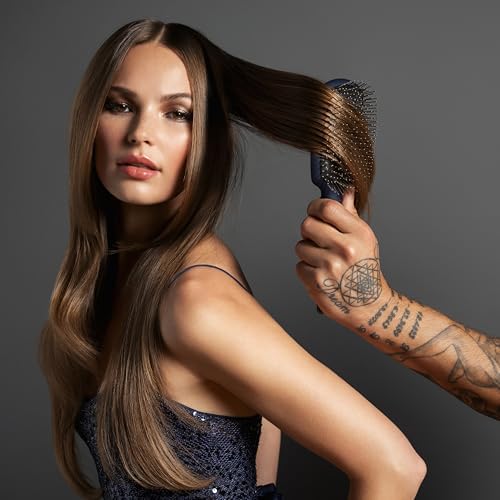Fromm Intuition Invigorating Detangler Brush, Wet & Dry Detangling Hair Brush with Metal Scalp Massaging Pins, Blue Anti-Static Brush All Hair Types, Flexible Cushion Base for Easy Detangling - Image 2