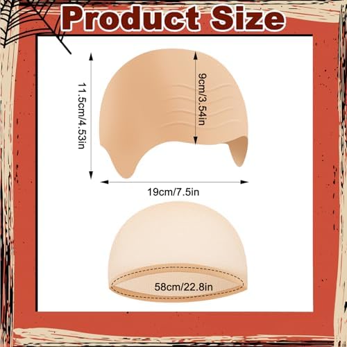 2Set Latex Bald Cap with Nylon Wig Caps for Adults Halloween Cosplay - Image 2