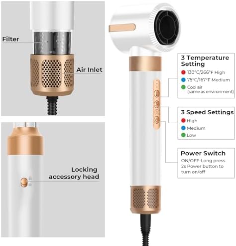 5 in 1 Hair Dryer Brush Set, Negative Ion Blow Dryer Brush Air Styler Curling Wrap Air Curler, Curling Iron Hair Styling Tools As A Gift for Straight/Curl/Drying/Smoothing - Image 5