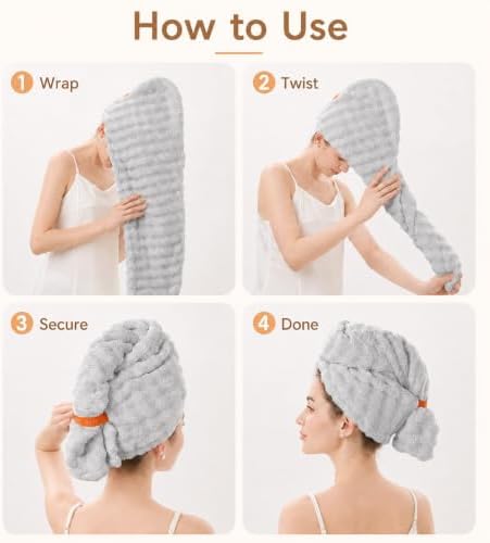Microfiber Hair Drying Towel 2Pack, Large Hair Drying Towel for Women - Image 4