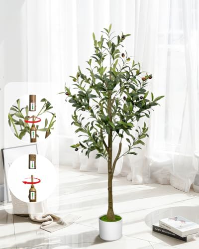4FT Artificial Olive Tree Indoor Tall Faux with Planter - Image 3