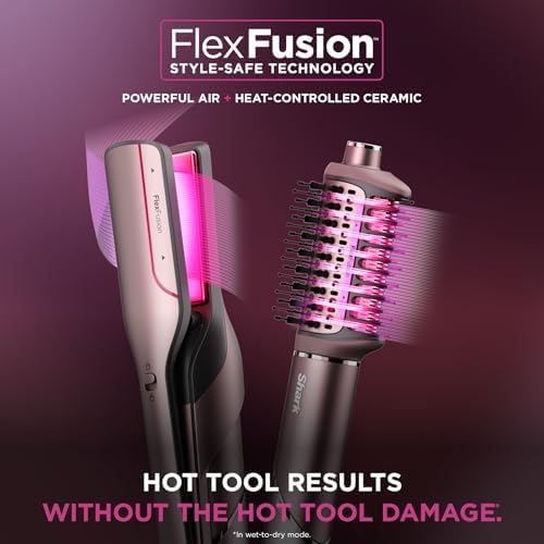 Shark FlexFusion Ceramic Air Styler, Straightener+Curler, Blush, HD641S - Image 2