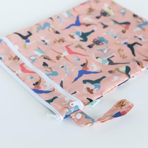 Bumkins Waterproof Wet Dry Bag for Baby, Travel, Swim Suit, Cloth Diapers, Pump Parts, Pool, Beach, Gym Clothes, Toiletry, Hook to Stroller, Daycare, Zipper Reusable Wetdry Packing Pouch, Yoga Pals - Image 4