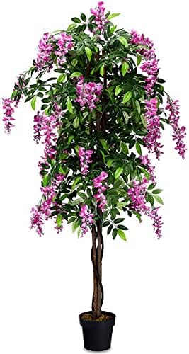 Goplus 6FT Ficus Artificial Tree, Fake Wisteria Tree in Nursery Pot, Greenery Faux Floor Plant, Tall Artificial Plants for Indoor Outdoor Bedroom Living Room Decor by Goplus