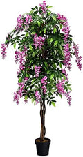 Goplus 6FT Ficus Artificial Tree, Fake Wisteria Tree in Nursery Pot, Greenery Faux Floor Plant, Tall Artificial Plants for Indoor Outdoor Bedroom Living Room Decor by Goplus