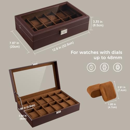 ProCase 12 Slots Watch Case Box for Men -Espresso - Image 5