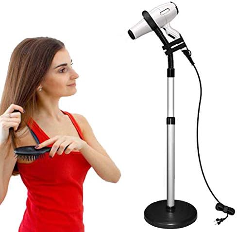 Hair Dryer Stand, 360 Degree Rotating Lazy Hair Dryer Stand Hand Free With Heavy Base, Hands-Free Blow Dryer Holder Countertop, Adjustable Height Countertop Stand by HLGOLDLUO