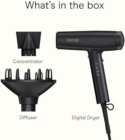 Conair Hair Dryer, INFINITIPRO, Digital, Ionic, Attachments Included, Black - Image 7