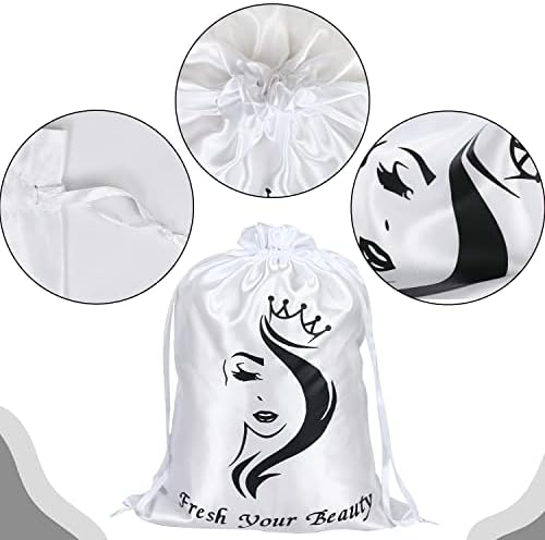 6 Pcs Wig Storage Bags, Mix White and Pink - Image 4