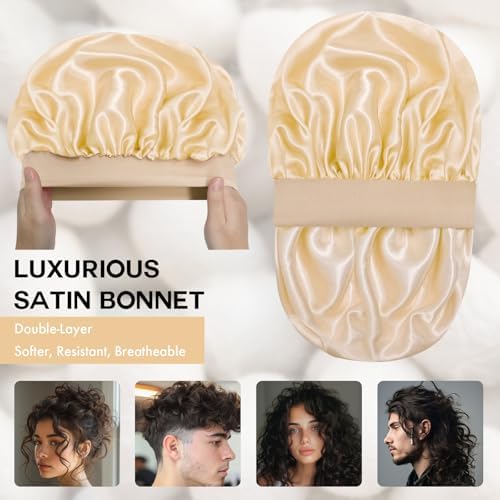 Satin Silk Bonnet for Hair, Double Layer Sleep Cap for Men & Women - Image 2