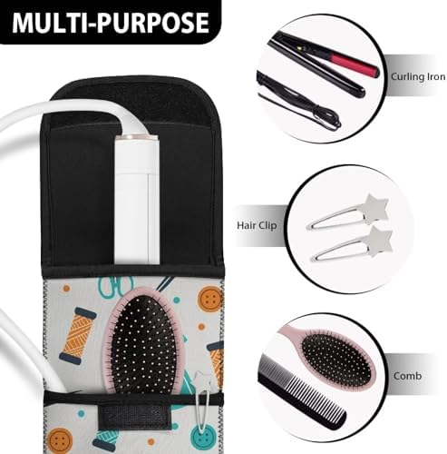 ZOUTAIRONG Curling Iron Travel Case Heat Resistant Flat Iron Holder Travel Case Hair Straightener Curling Iron Storage Bag Pouch Hot Tools Travel Bag Fashion Print - Image 6