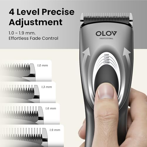 Hair Clippers for Men, Cordless Hair Clipper Kit, Adjustable 4 Length Setting, 2-Speed Settings, Replaceable Ceramic Blade Heads, Rechargeable Hair Clippers for Family (Grey) - Image 2
