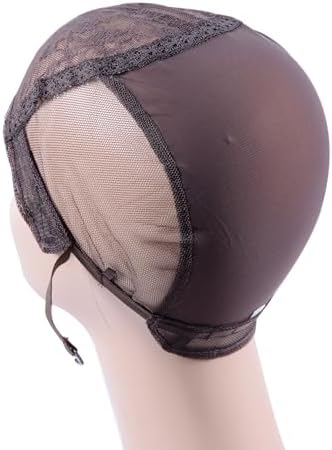 YANTAISIYU Double Lace Wig Caps for Making Wigs with Adjustable Strap on the Back Weaving Hairnets Swiss Lace Wig Cap (Dark Brown XL 58cm) - Image 5