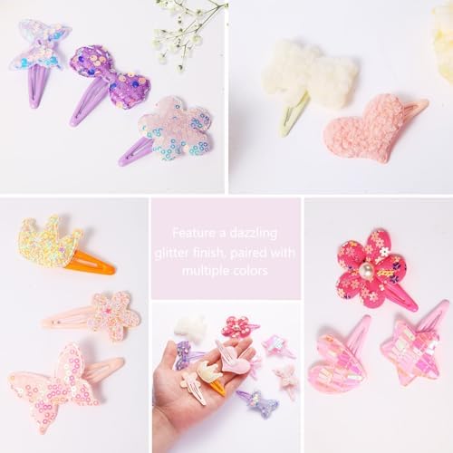 12 Pairs Hair Clips for Girls Hair Accessories for Kid Cute Glitter Toddler Girls Hair Accessory Multicolor Shaped - Image 2
