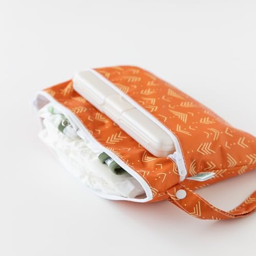 Bumkins Waterproof Wet Dry Clutch Bag for Baby, Travel, Swim Suit, Cloth Diapers, Pump Parts, Pool, Gym Clothes, Toiletry, Hook to Stroller, Daycare, Zip Reusable Bag, Packing Pouch, Boho Orange - Image 3