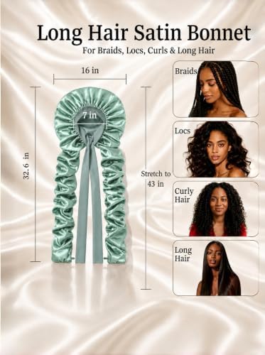 Double Layer Slik Like Satin Bonnet, 33-43" XXL Bonnet for Braids Long Hair - Image 5