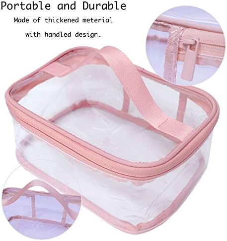 2-Pack Toiletry Bag Makeup Cosmetic Clear Bag Portable Waterproof Transparent Travel Large Storage Pink - Image 4