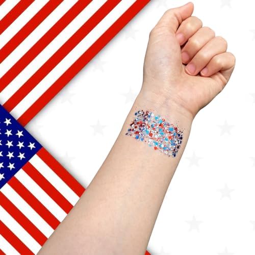 Mysense Patriotic Red White and Blue Body Glitter Stick,4th of July Accessories,Sparkling Face Hair Glitter for 4th of July Outfits Women Kids,American Flag Makeup for Independence Day 250 Anniversary - Image 6
