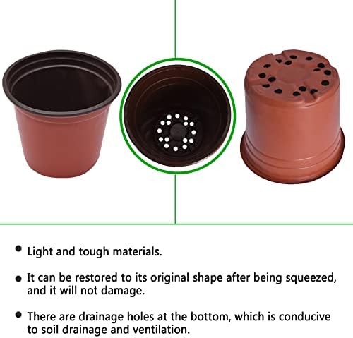 HOSTIC 7.4 Inch Nursery Pot Seedling Pot Plant Container Seed Starting Pots Multipurpose Plastic Pots 100 Packs - Image 2