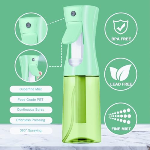 Hair Brush Set with Continuous Spray Bottle，Slick Back Hair Brush Back Brushing, Combing, Slicking Hair (green) - Image 2