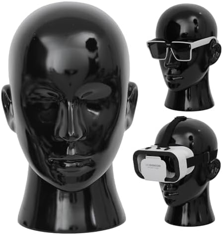 Male Mannequin Head Professional PVC Manikin Head for Display Wigs Hats Headphone Mask Sunglasses Scarf Jewelry Display Stand (Bright Black) by ProfessionMaleMannequinHead