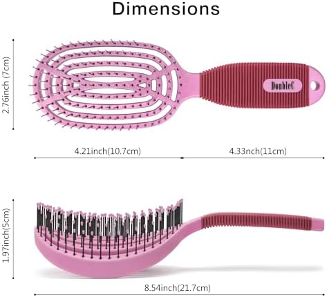 NuWay® DoubleC® Scalp Care Hair Brush – Patented Double Curve Design for Scalp Massage, Vented Blow-Dry Styling, Wet & Dry Hair, All Hair Types (Petal Pink) - Image 3