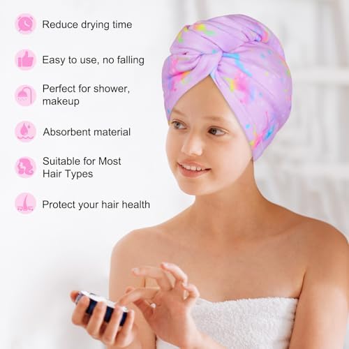 Basumee Microfiber Hair Towel Wrap for Kids Girls, Ultra Absorbent, 2 Pack - Image 6