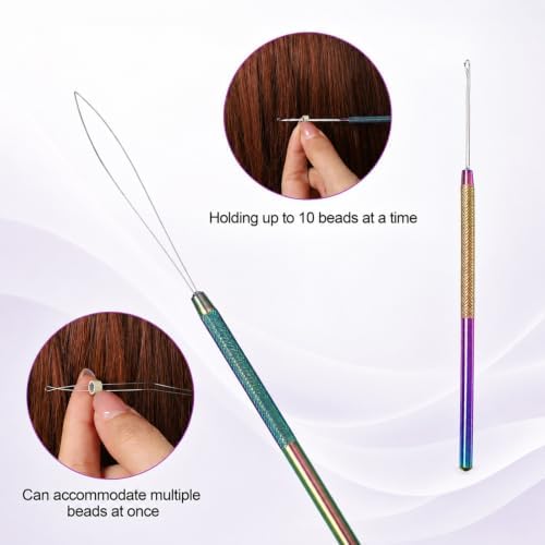 4 Pcs Hair Extension Loop Tool Needle Threader Micro Links Hair Kit - Image 5