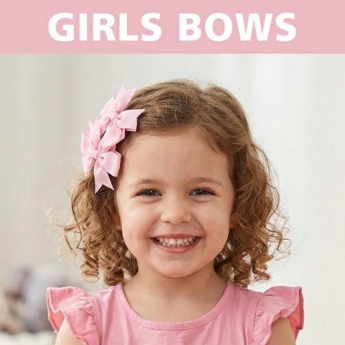 Babymatch Pink Hair Bows: 60pcs 3 inch Bow Clips for Toddlers and Little Girls, Kids, Pigtail, Birthday, School, Parties, Gift Set - Image 4