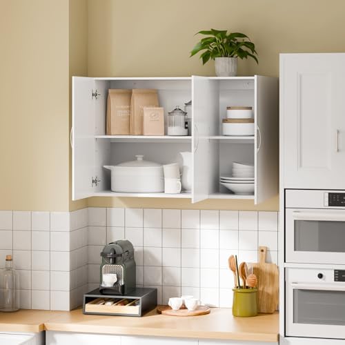 SoBuy Bathroom Wall Cabinet, Large 3-Door, 23.6 x 11.8 x 35.4 in, White - Image 2