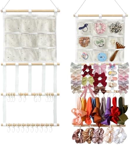 Headband Holder Bows Organizer for Girls | High Capacity Wall Mounted Hair Accessories Organizer Holder for Hair Bows & Clips | Girls Room Wall Decor by Unknown