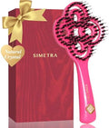 SIMETRA Lucky Hair Brush for Women, 14K Gold Plated Wet Brush Detangling Brush for All Hair Types, Natural Crystal Inlay Boar Bristle Hair brush, Curly Detangler HairBrush for Scalp Massage Gift by SimetraHairBrush