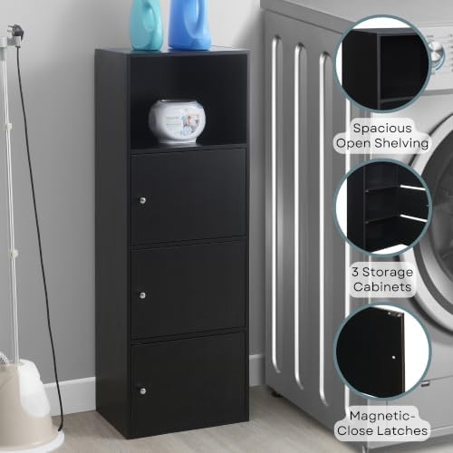 Convenience Concepts Xtra-Storage 3 Door Cabinet in Black Wood Finish - Image 5