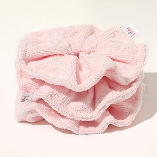 Ivyu Microfiber Hair Drying Scrunchies Towel Fiber - Buns Large Scrunchie for Curl Hair for Bed Shower Warp Wet Anti Frizz Hair Products Absorbent Fast Terry Cloth Scrunchy Gifts For Women Girls Pink - Image 7